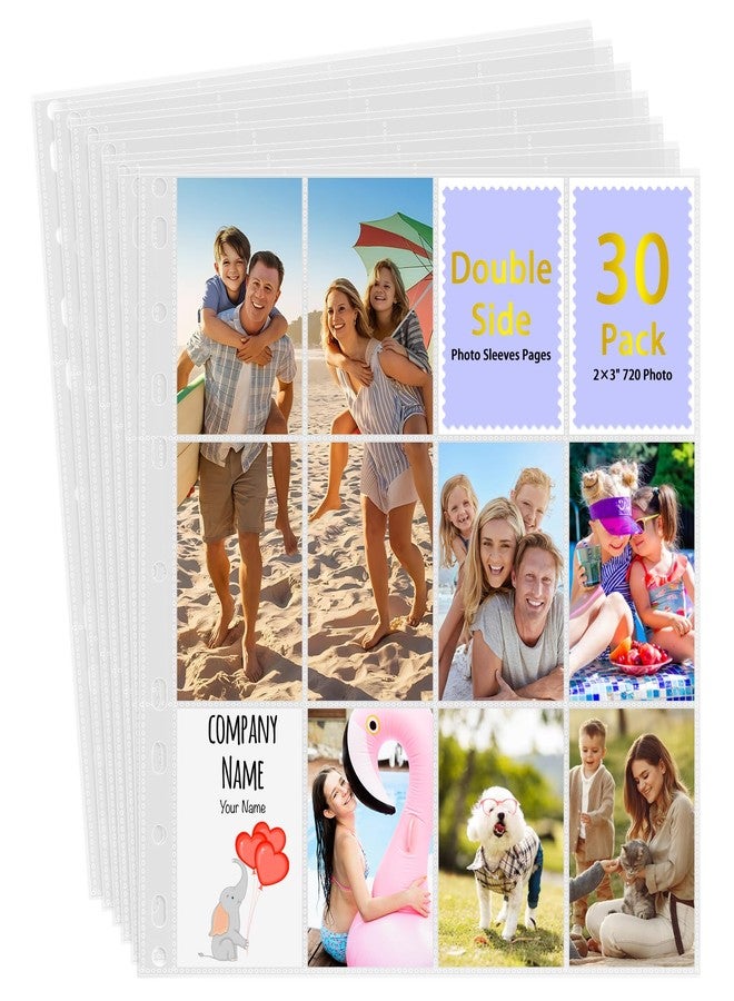 Zofly 30 Pack 2x3 Photo Sleeves, 12-Pocket Clear Sheet Protectors for 3 Ring Binders, Double-Sided Holds 720 Photos, Acid-Free Photo Album Page Refills for Zink Photos, Scrapbooks, Stickers, Stamps & DIY - Image 1